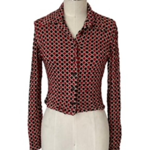Rampage Octagon Black & Red Polka Dot Style Top - Size M - Picture 1 of 6